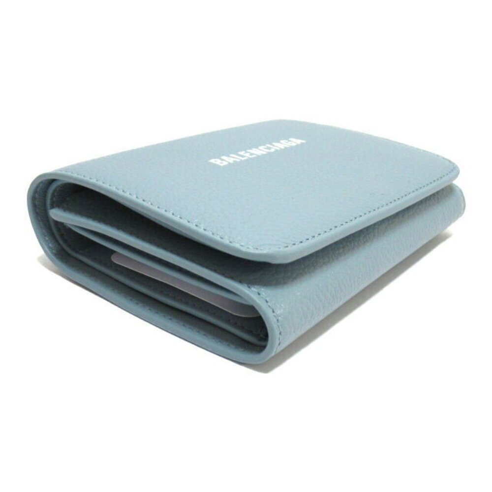 Balenciaga Tri Wallet Wallet Gray White Calfskin Leather Blue fold - Picture 3 of 8